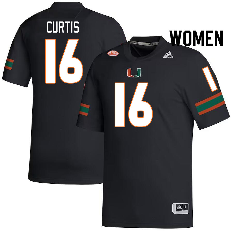 Women #16 Malik Curtis Miami Hurricanes College Football Jerseys Stitched-Black